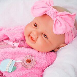 16 inch Realistic Full Body Silicone Body Open Eyes Newborn Smiling Baby Girl